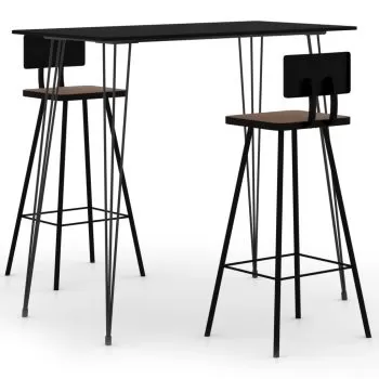 Set mobilier de bar, 3 piese, negru, 120 x 60 x 105 cm