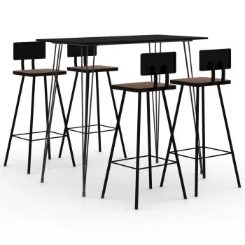 Set mobilier de bar, 5 piese, negru, 120 x 60 x 105 cm