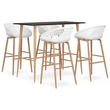  Set mobilier de bar, 5 piese, negru și alb