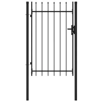 Poarta de gard cu o usa, negru, 1 x 1.5 m