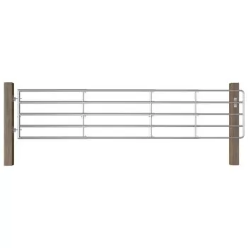  Poartă de câmp cu 5 bare, argintiu, (150-400) x 90 cm, oțel