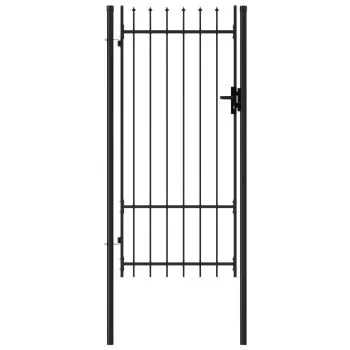 Poarta de gard cu o usa, negru, 1 x 2 m