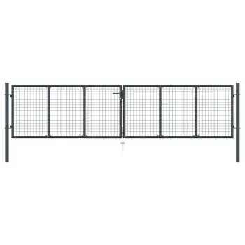  Poartă de grădină din plasă, gri, 400 x 125 cm, oțel galvanizat