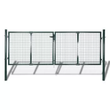 Poarta de gard din otel, verde, 306 x 150 cm