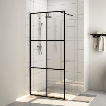 Paravan duș walk-in, negru, 100x195 cm, sticlă ESG transparentă