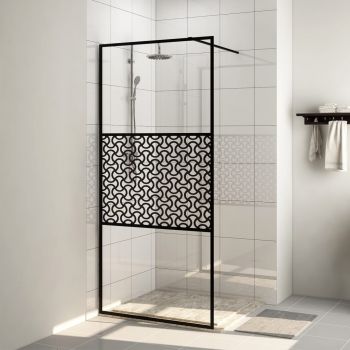 Paravan de duș walk-in negru 115x195 cm sticlă ESG transparentă