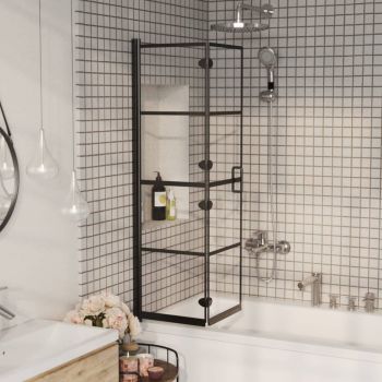 Cabină de duș pliabilă, negru, 80x140 cm, ESG