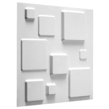 Set 12 bucati lambriuri 3d model squares, alb, 50 cm