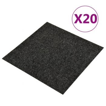 Dale mochetă pentru podea, 20 buc., negru, 5 m²