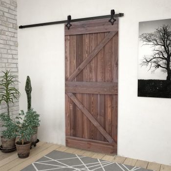 Ușă glisantă cu set feronerie, maro închis, 100x210 cm lemn pin