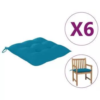 Set 6 bucati perne de scaun, albastru deschis, 50 x 50 x 7 cm