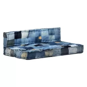 Set perne canapea din paleți, 2 piese, albastru, denim, petice