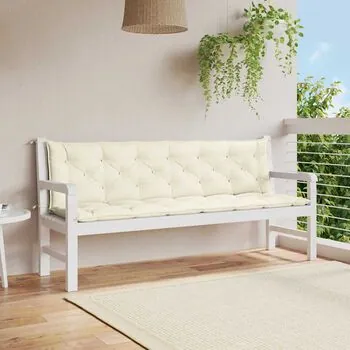  Pernă bancă de grădină, alb crem 200x(50+50)x7 cm textil oxford