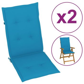 Perne scaun de grădină, 2 buc, albastru, 120x50x3 cm