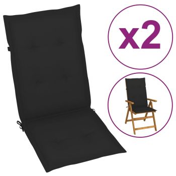 Perne scaun de grădină, 2 buc., negru, 120x50x3 cm