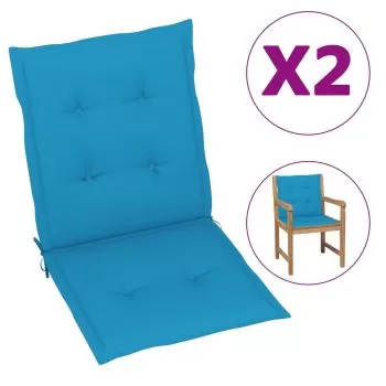 Set 2 bucati perne pentru scaun de gradina, albastru, 100 x 50 x 3 cm