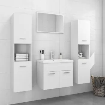  Set mobilier de baie, alb, lemn prelucrat