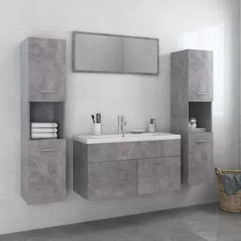 Set mobilier de baie, gri beton, 90 x 38.5 x 46 cm