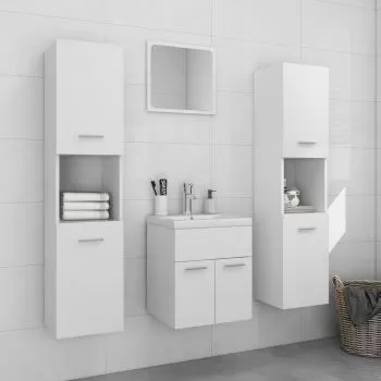  Set mobilier de baie, alb, lemn prelucrat