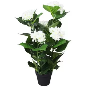 Planta artificiala Hydrangea cu ghiveci, alb