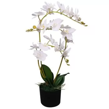 Planta artificiala orhidee cu ghiveci, alb, 65 cm