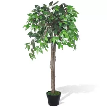 Ficus artificial cu aspect natural si ghiveci, verde, 110 cm