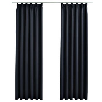 Set 2 bucati draperii opace cu carlige, antracit, 140 x 245 cm