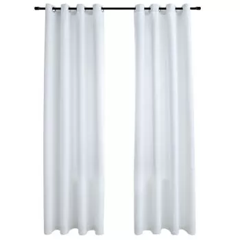 Set 2 bucati draperii opace cu inele metalice, alb, 140 x 175 cm