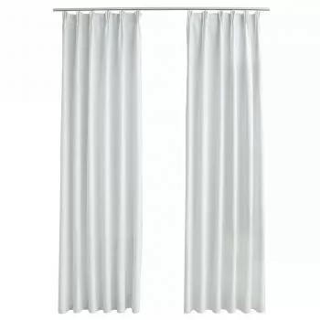 Set 2 bucati draperii opace cu carlige, alb, 140 x 225 cm