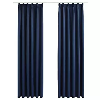 Set 2 bucati draperii opace cu carlige, albastru, 140 x 175 cm