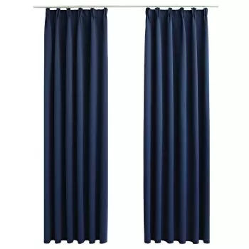 Set 2 bucati draperii opace cu carlige, albastru, 140 x 245 cm