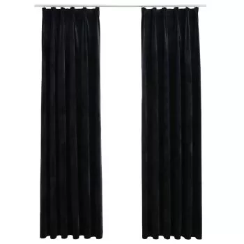 Set 2 bucati draperii opace, negru, 140 x 225 cm