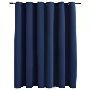 Draperie opaca cu inele metalice, albastru, 290 x 245 cm