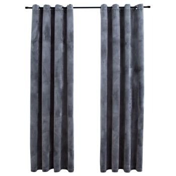 Set 2 bucati draperii opace cu inele, antracit, 140 x 225 cm