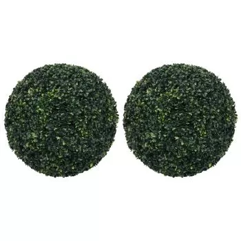 Set 2 bucati bile de arbusti cimisir artificiali, verde, 52 cm