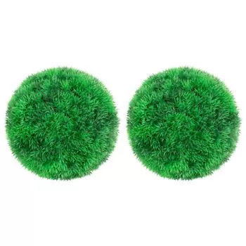 Set 2 bucati bile de arbusti cimisir artificiali, verde, 22 cm