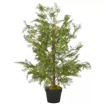Planta artificiala chiparos cu ghiveci, verde, 90 cm