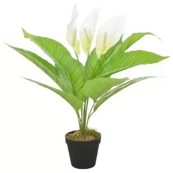 Planta artificiala Anthurium cu ghiveci, alb, 55 cm