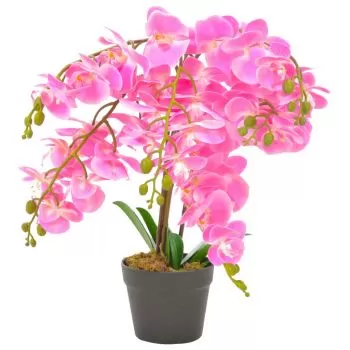 Planta artificiala orhidee cu ghiveci, roz, 60 cm