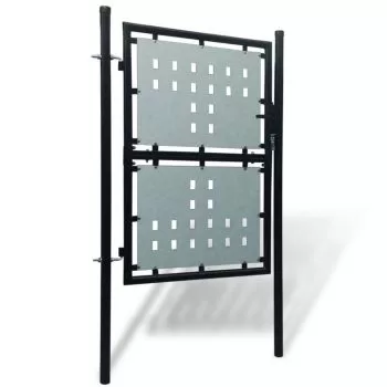Poarta de gard cu o usa, negru, 100 x 250 cm
