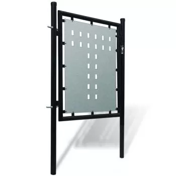 Poarta de gard cu o usa, negru, 100 x 150 cm