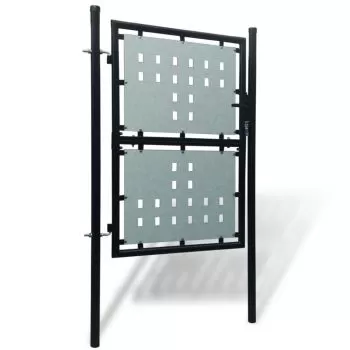 Poarta de gard cu o usa, negru, 100 x 225 cm