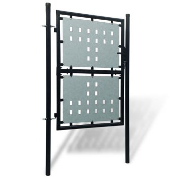 Poartă de gard cu o ușă, negru, 100x200 cm
