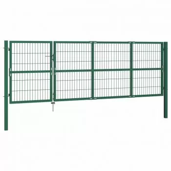 Poarta gard de gradina cu stalpi, verde, 6 x 170 cm
