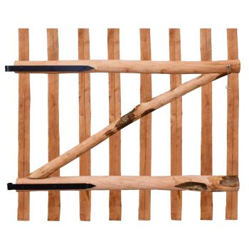Poartă de gard simplă, din lemn de alun, 100x90 cm