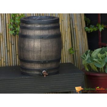 Butoi de apă de ploaie cu aspect de lemn, maro, 38x49,5 cm, 50L
