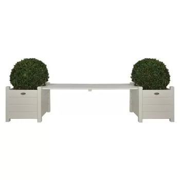 Esschert Jardiniere cu banca tip pod, alb, 40 cm