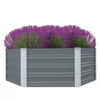  Pat înalt cu straturi, 129x129x46 cm, oțel galvanizat, gri