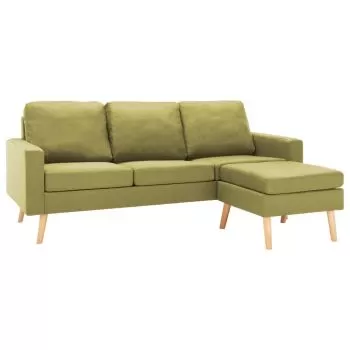 Canapea cu 3 locuri si taburet, verde, 184 x 76 x 82.5 cm