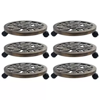  Suporturi de plante cu role, 6 buc., bronz, 38 cm, plastic